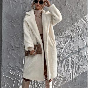 Shein White Teddy Coat Size S